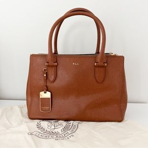 Lauren Ralph Lauren Newbury Double Zip Satchel Gold